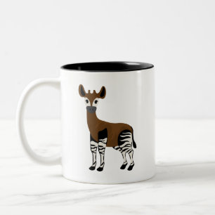 Okapi Cartoon, Majestic Okapi Animal, Okapi Lovers Two-Tone Coffee Mug