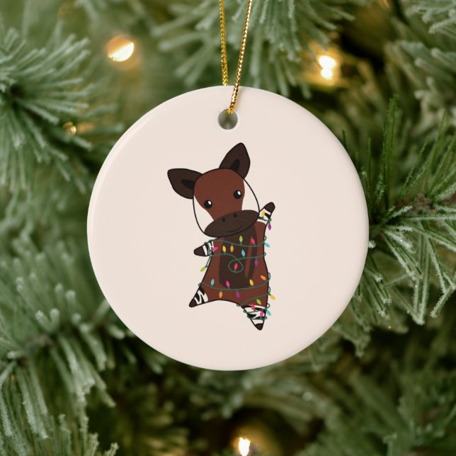 Okapi Christmas Snow Winter Animals Okapis Ceramic Tree Decoration (Tree)