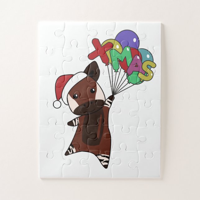 Okapi Christmas Snow Winter Animals Okapis Jigsaw Puzzle (Vertical)