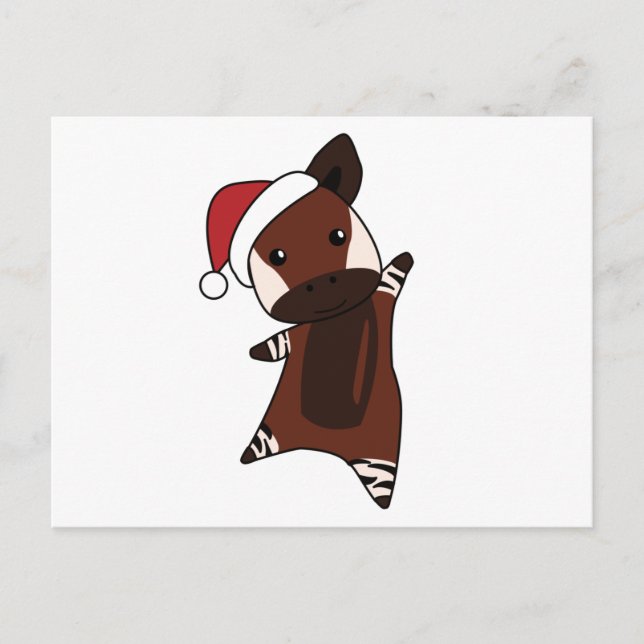 Okapi Christmas Snow Winter Animals Okapis Postcard (Front)