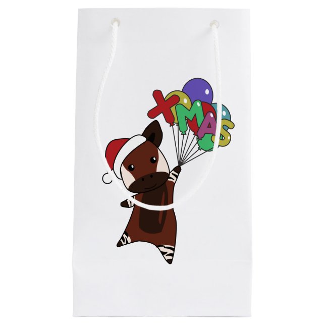 Okapi Christmas Snow Winter Animals Okapis Small Gift Bag (Front)