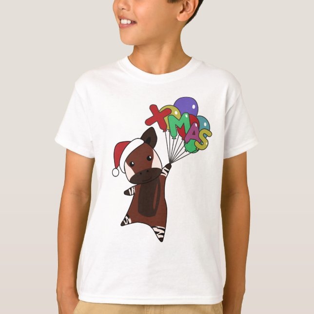 Okapi Christmas Snow Winter Animals Okapis T-Shirt (Front)