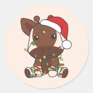 Okapi Christmas Winter Animals Holiday Okapis Classic Round Sticker
