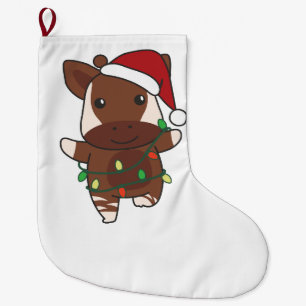 Okapi Christmas Winter Animals Holiday Okapis Large Christmas Stocking