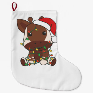 Okapi Christmas Winter Animals Holiday Okapis Large Christmas Stocking