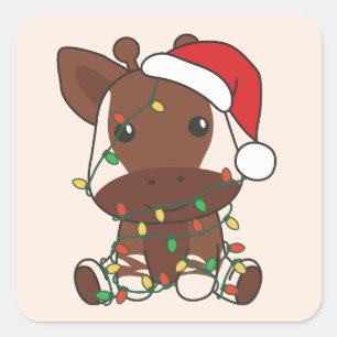 Okapi Christmas Winter Animals Holiday Okapis Square Sticker