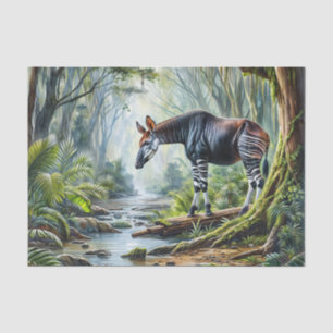 Okapi In Rainforest Watercolor Art Tissue Paper