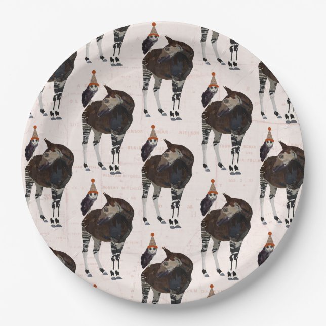 OKAPI & OWL BIRTHDAY PAPER PLATE (Front)