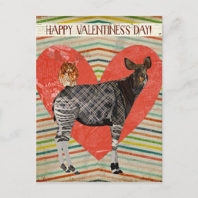 OKAPI & OWL VALENTINE'S Postcard (Front)