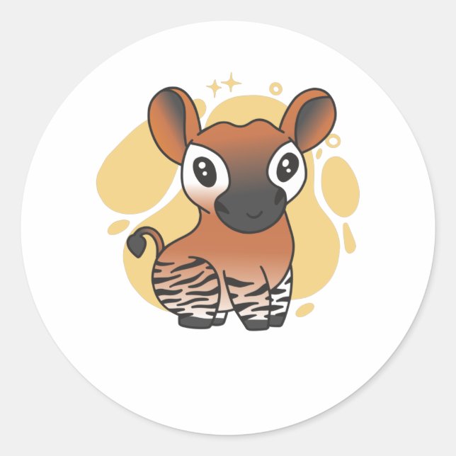 Okapi Waldgiraffe Zebra Kawaii Okapis Sweet Classic Round Sticker (Front)