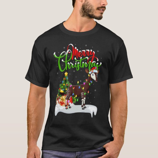 Okapi   Xmas Decorations Santa Okapi Christmas T-Shirt (Front)