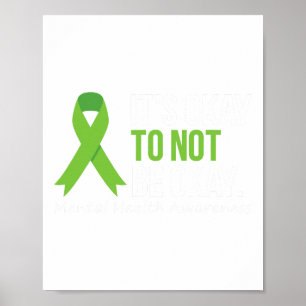 Okay To Not Be Okay Mental Health Awareness Ribbon Poster