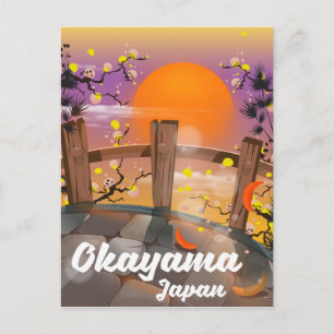 Okayama Japanese blossom poster. Postcard