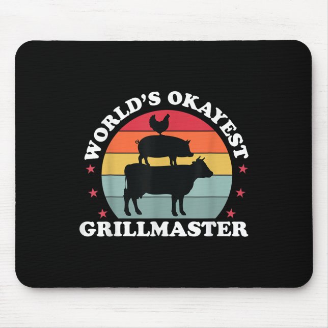 Okayest Grillmaster Funny Bbq Grilling Meat Smoker Mouse Pad (Front)