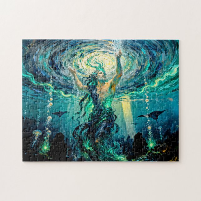 Okeanos Primordial Titan of the Ocean from Greek M Jigsaw Puzzle (Horizontal)