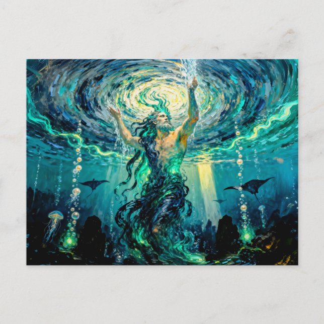 Okeanos Primordial Titan of the Ocean from Greek M Postcard (Front)