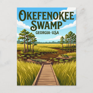 Okefenokee Swamp USA Postcard