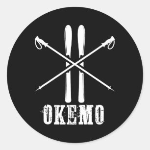 Okemo Mountain Ski Skier Skiing Down Hill Nordic A Classic Round Sticker
