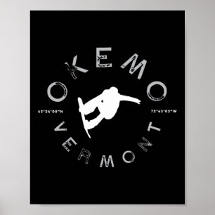 Okemo Mountain Vermont Graphic Vintage Snowboard T Poster