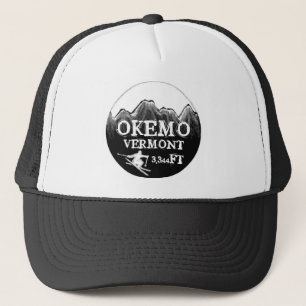 Okemo Vermont black white ski art elevation hat