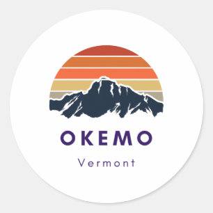 Okemo Vermont Skiing Snowboarding Hikers Gifts For Classic Round Sticker