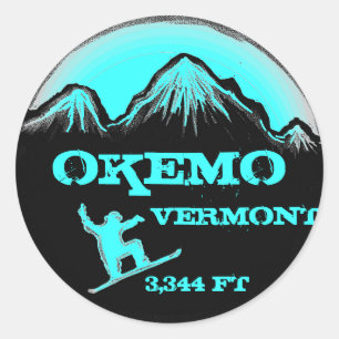 Okemo Vermont teal snowboard art stickers