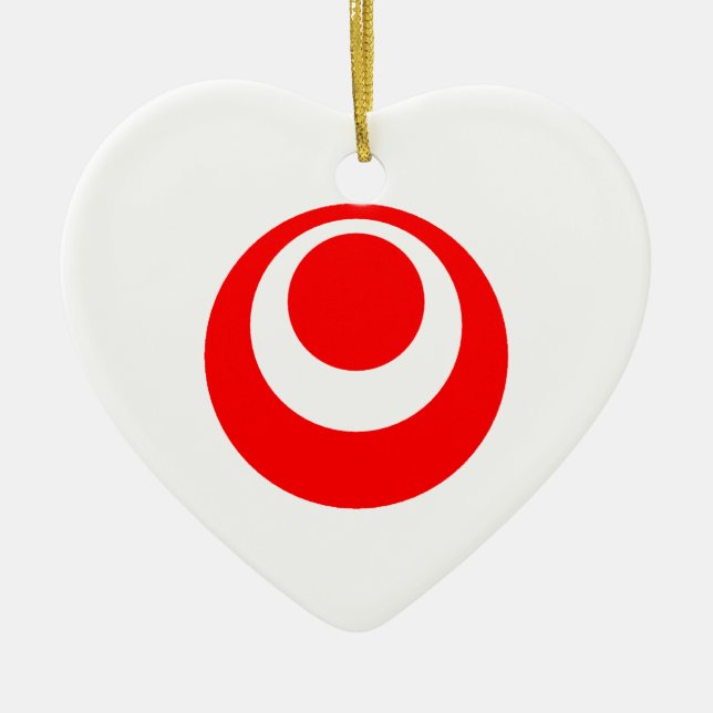 Okinawa Flag Heart Ceramic Tree Decoration (Front)