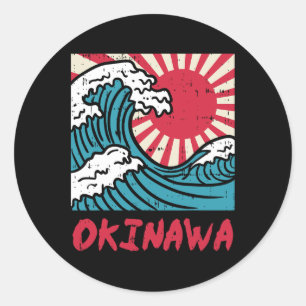 Okinawa Great Wave Kanigawa Japan Japanese Martial Classic Round Sticker