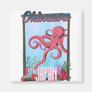 Okinawa Japan Squid travel poster Magnet