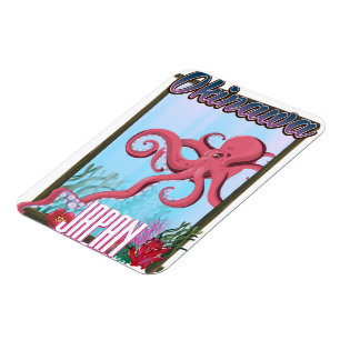Okinawa Japan Squid travel poster Magnet
