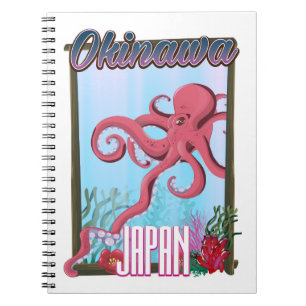 Okinawa Japan Squid travel poster Spiral Notebook