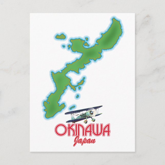Okinawa Japan travel map Postcard (Front)