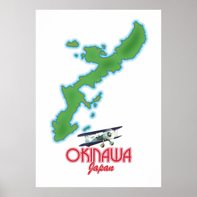 Okinawa Japan travel map Poster (Front)