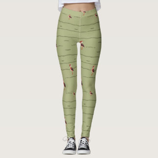 Okinawa Rail Bird Seamless Pattern – Elegant Wild! Leggings