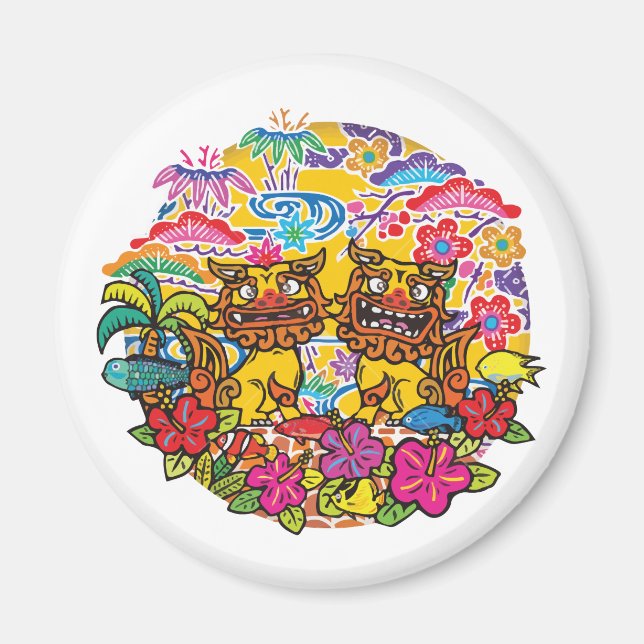 Okinawa Shisa シーサー 沖縄 Shisa Magnet (Front)