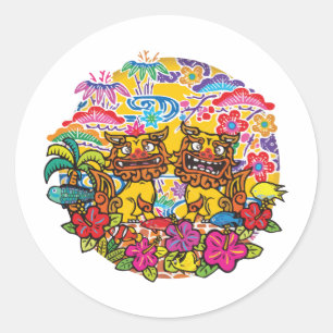 Okinawa Shisha シーサー 沖縄 Classic Round Sticker
