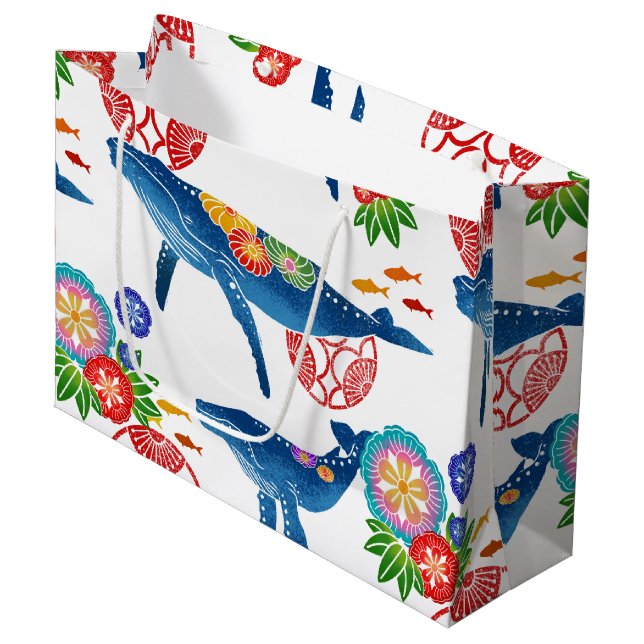 okinawan bingata style pattern art giftbag large gift bag (Front Angled)