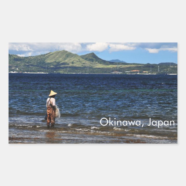 Okinawan Fisherman Rectangular Sticker (Front)
