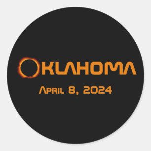 Oklahoma 2024 Total Solar Eclipse  Classic Round Sticker