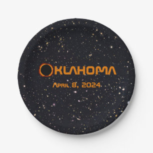 Oklahoma 2024 Total Solar Eclipse  Paper Plate