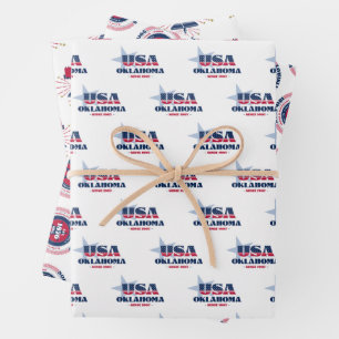 Oklahoma, 50 States, Liberty Bell Wrapping Paper Sheet