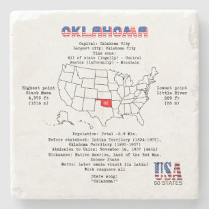 Oklahoma American state on a map and useful info Stone Coaster
