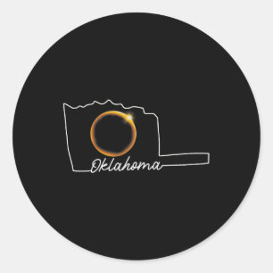 Oklahoma April 8 Total Solar Eclipse Usa Map Total Classic Round Sticker