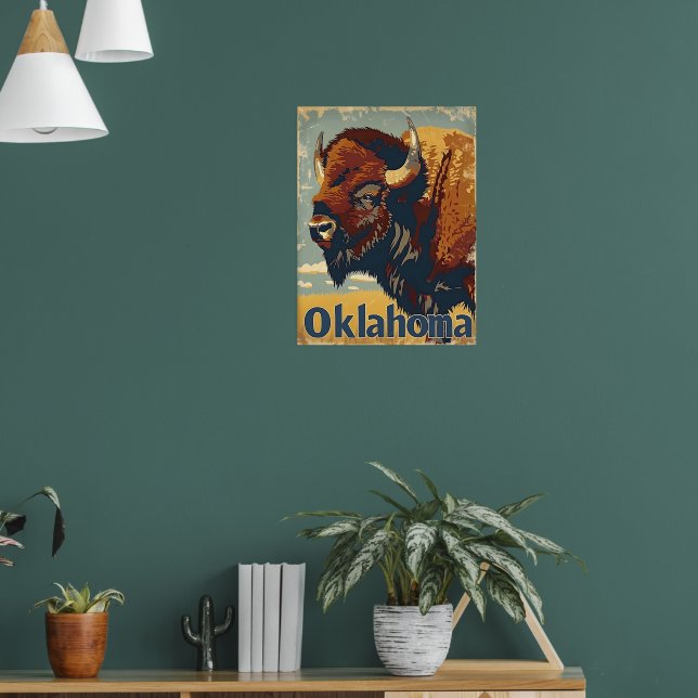 Oklahoma Bison Vintage Poster (Living Room 1)