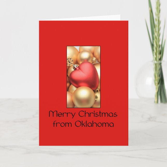 Oklahoma  Christmas Card, state specific Holiday Card (Front)