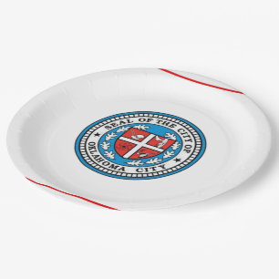 Oklahoma city flag paper plate