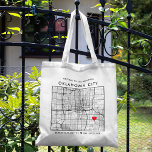 Oklahoma City Love Locator | Map Wedding Welcome Tote Bag<br><div class="desc">A fun tote bag for a wedding or any other occasion taking place in the beautiful city of Oklahoma City, Oklahoma. This tote features an overhead map of the city centre inside a black-bordered box framer. On the top sits a short welcome greeting and the name of the city. On...</div>