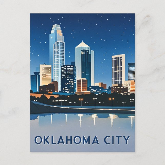Oklahoma City Night View Postcard (Front)