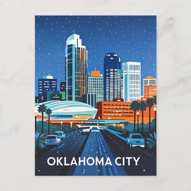 Oklahoma City Night View Postcard (Front)