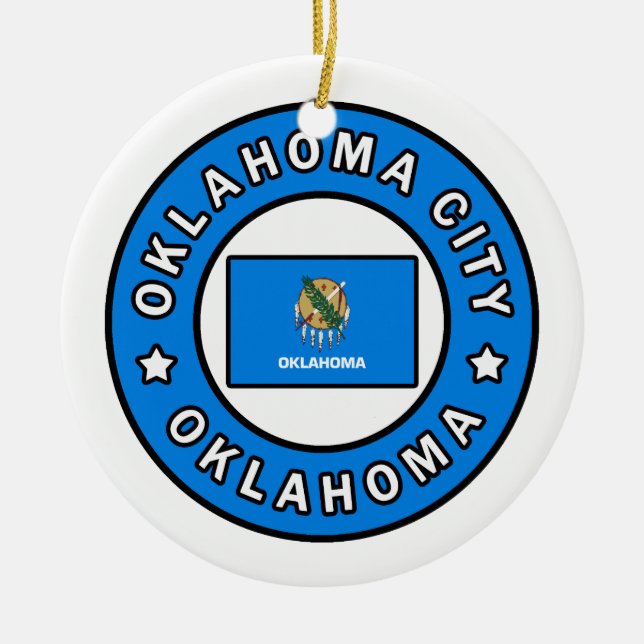 Oklahoma City Oklahoma Ceramic Tree Decoration (Front)